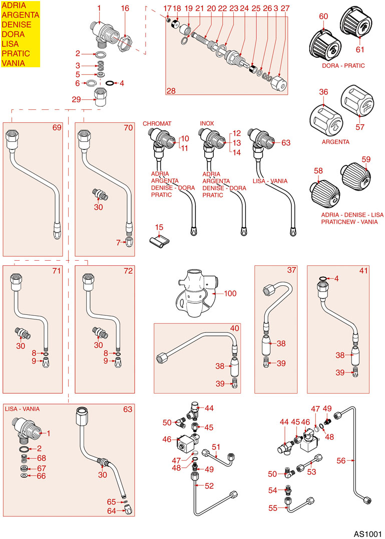 8038583-ASTORIA WASSERHAHN DAMPFHAHN ADRIA ARGENTA DENISE DORA LISA PRATIC VANIA